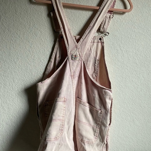 Faherty MECHANIC PINK ACID WASH RETRO ORGANIC COTTON DENIM SHORT OVERALL XS - Picture 10 of 14